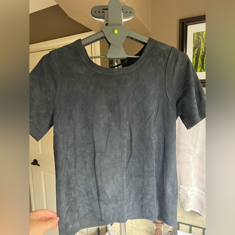 J. Crew Collection Navy Suede Corset Back Top